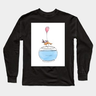 Goldfish with Cake and Balloon - Happy Birthday Long Sleeve T-Shirt